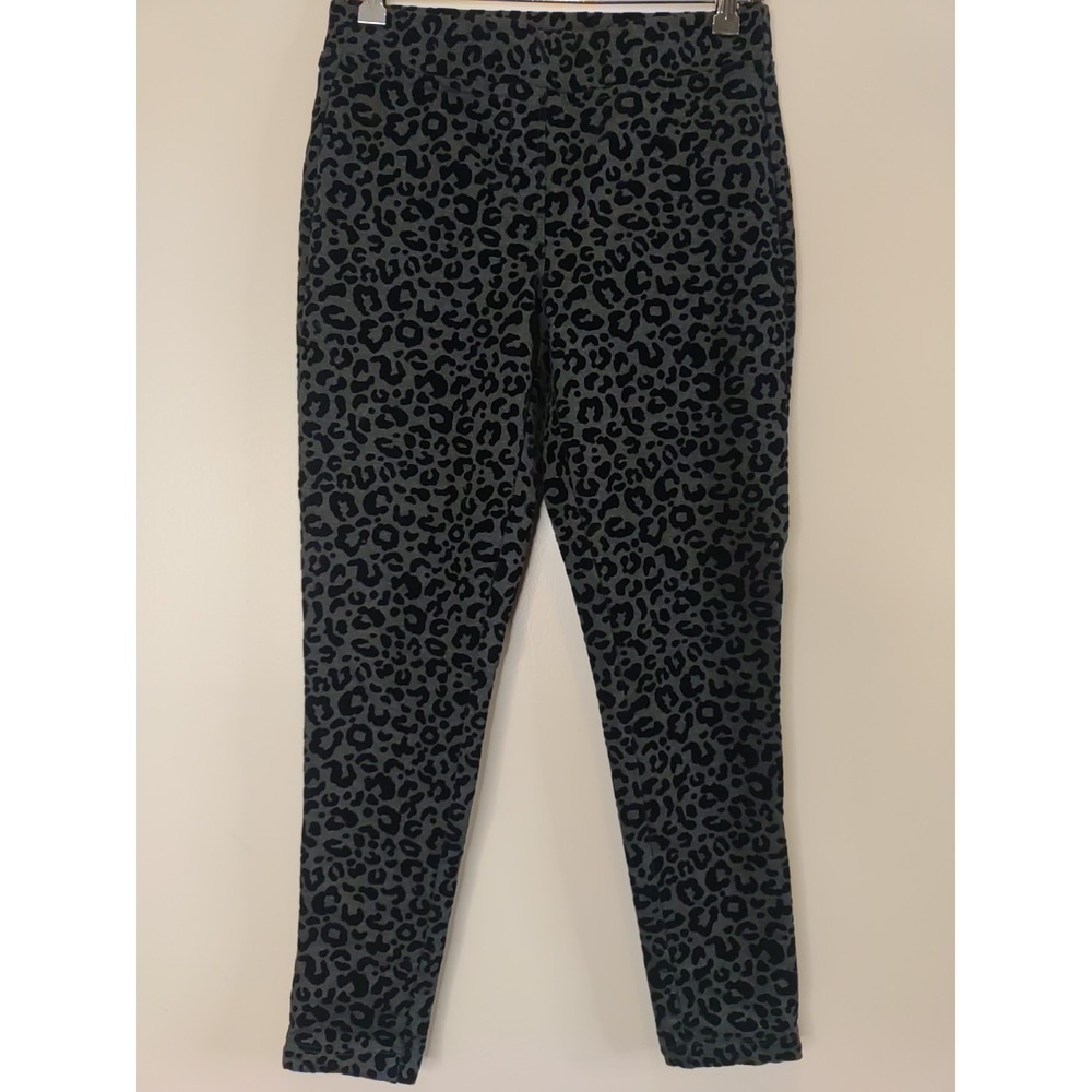 style co Grey Black Velvet Animal Print Textured Ankle Leggings Pants Size S